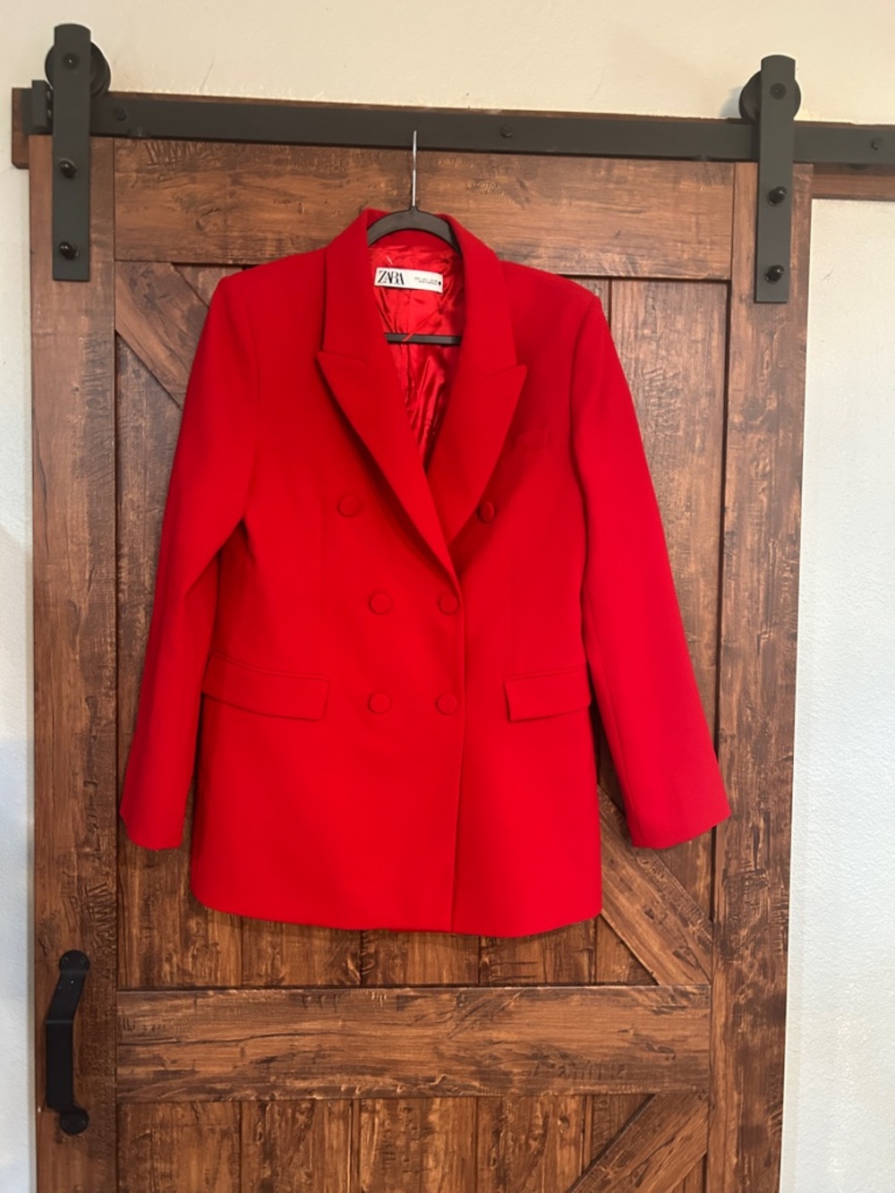 Zara Red Double-Breasted Blazer Jacket,like new,firm price